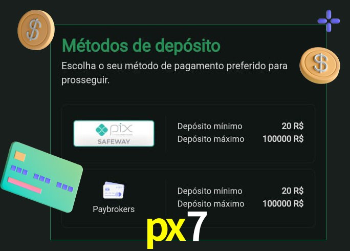O cassino px7 oferece uma grande variedade de métodos de pagamento